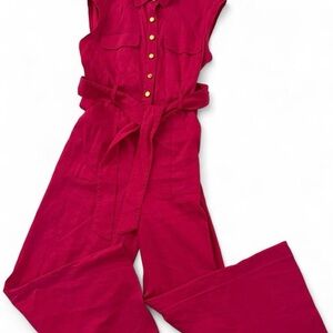 INC International Concepts Sleeveless Magenta Utility Jumpsuit with Tie Waist